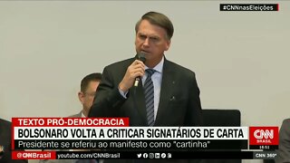 Bolsonaro volta a criticar signatários de carta em defesa da democracia | @SHORTS CNN
