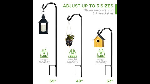 Artigarden Outdoor Shepherd Hooks 76 inch Tall for Bird Feeder (2 Packs), Adjustable Metal Gard...