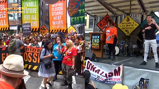 Climate change activists in New York want Biden to end fossil fuels & declare climate emergency because "fossil fuels kill" & call Biden a cowardly president for not doing enough.