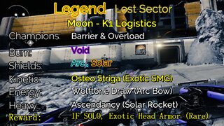 Destiny 2 Legend Lost Sector: Moon - K1 Logistics 5-6-22