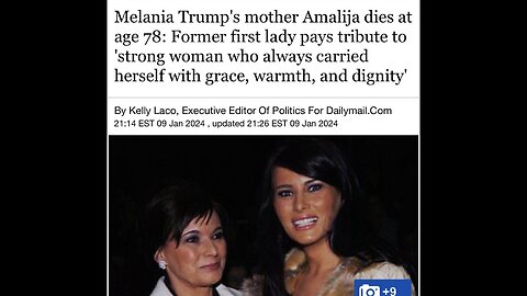 FIRST LADY OF THE U.S. MELANIA TRUMP❤️🇺🇸🌹MOTHER PASSED AWAY💔🇺🇸🥀🕊️