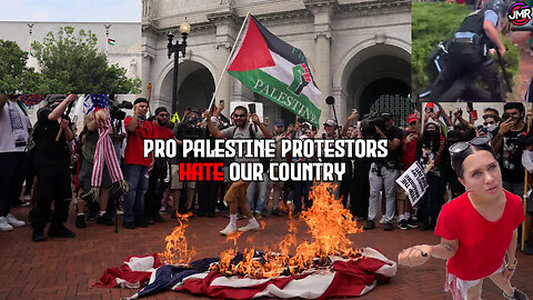 Pro Palestine RIOT TEARS DOWN American flag & BURNS IT Police declare protest as violent