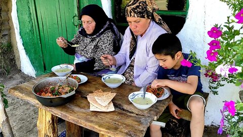 Grandmother Prepared Village Watery Khangal and Chicken Scramble