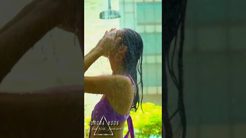 ASIAN BIKINI MODEL IN THE SHOWER AFTER SWIMMING AT THE POOL