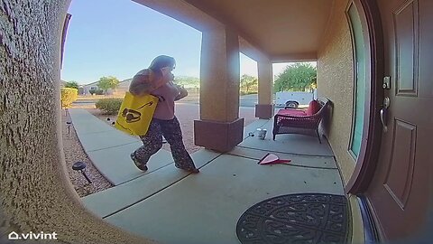 Woman Scared by Rat at Front Door | Doorbell Camera Video