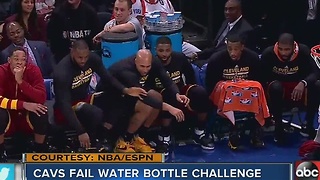 LeBron fails water bottle flip challenge during game