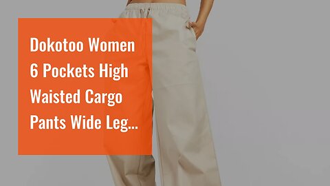 Dokotoo Women 6 Pockets High Waisted Cargo Pants Wide Leg Casual Pants Combat Military Trouser...