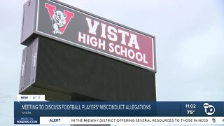 Parents attend meeting addressing allegations of misconduct of members of Vista High's football team