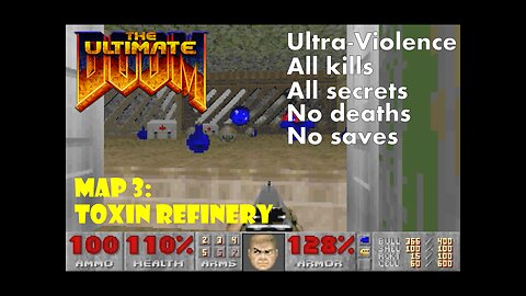 The Ultimate Doom (1995): Episode 1 — Knee-Deep in the Dead: Map 3 (E1M3) — Toxin Refinery