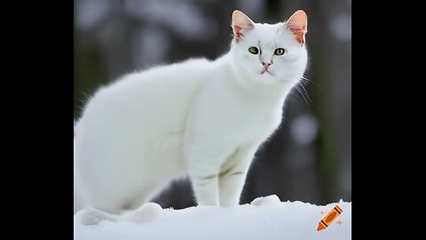 White cat snow