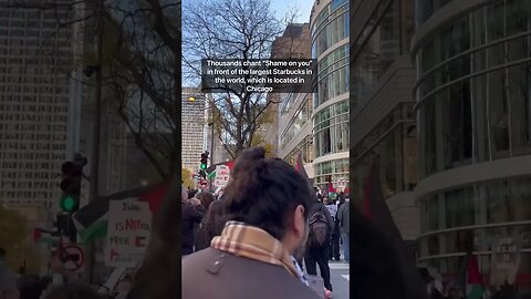 Thousands chant: 'shame on you" in front of Starbucks in Chicago #freepalestine #endgenocide