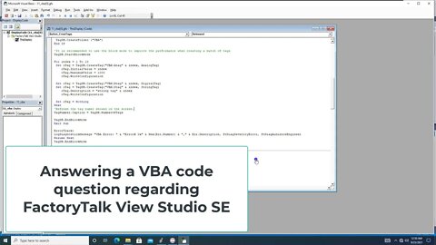 Answering a VBA Code Question About FactoryTalk View SE TagDB