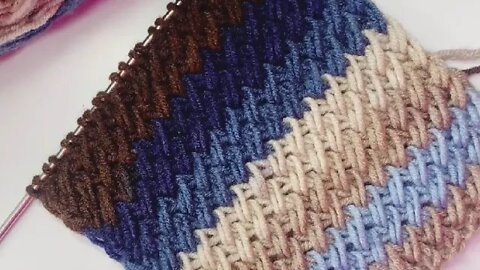 🧶How to knit diagonal stitch for blanket simple tutorial