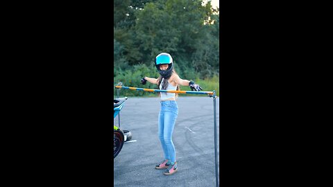 girl bike stunt and dance