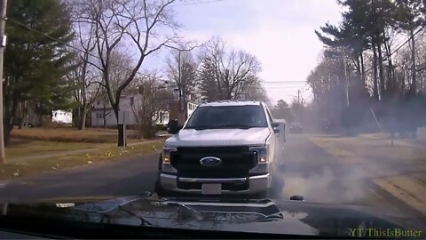 Hingham Police dash cam captures truck that nearly crashed into an officer’s cruiser