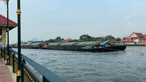 Tugboats and Barge at Koh Kret Island Nonthaburi Province Thailand