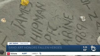 Pacific Beach artist crafts Memorial Day tribute to the fallen in the sand