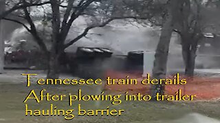Shocking video captures train derail in Tennessee after crashing through truck