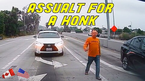 A HONK LEADS TO SEVERAL BRAKE CHECKS AND ASSAULT | Road Rage USA & Canada