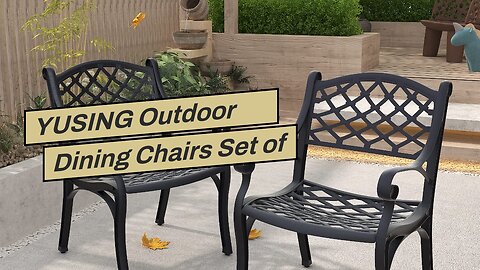 YUSING Outdoor Dining Chairs Set of 2,Patio Dining Chairs,Cast Aluminum Metal Arm Chairs for Ki...