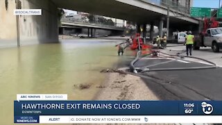 Hawthorne exit on I-5 NB remains closed after water main break flooding