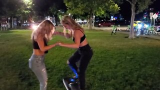 Teaching Late-night Party Girl To Onewheel