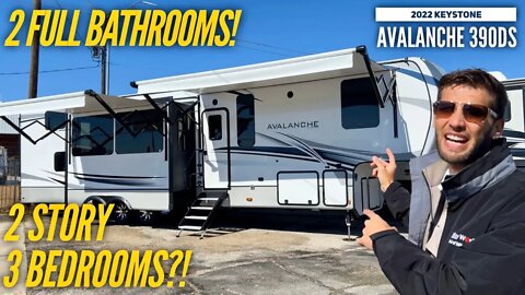 2 Story, 3 Bedroom RV?! 2022 Keystone Avalanche 390DS with NEW UPDATES!