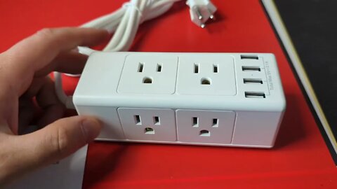 Unboxing: Power Strip Surge Protector, 3 Sided Power Strip with 6 Plugs 4 USB Ports, Flat Plug
