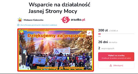 Wsparcie na działalność Jasnej Strony Mocy