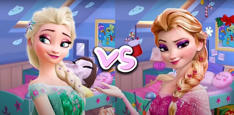 My talking angela 2 __ Frozen __ Pink Vs Green Elsa ❄️ __ cosplay