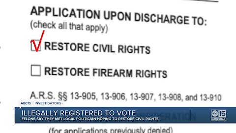 Dozens of felons tell ABC15 they were illegally registered to vote in Arizona