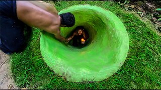 25Days Build Water Slide To Temple underground Swimming Pool With Underground Room