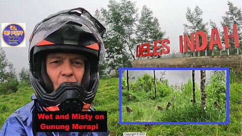 High on Mount Merapi volcano, Indonesia, Deles Indah on a wet and misty day