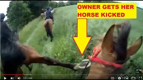 Poor Farouk Gets Kicked - Owner Gets Her Horse Kicked & Then Blames Other Horse & Rider