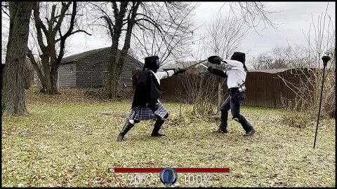 Arming Sword & Concealed Dagger vs Saber & Buckler - Left Handed HEMA - Steel Sword Fighting