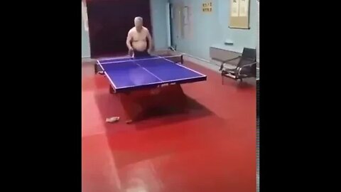 Elderly playing ping pong