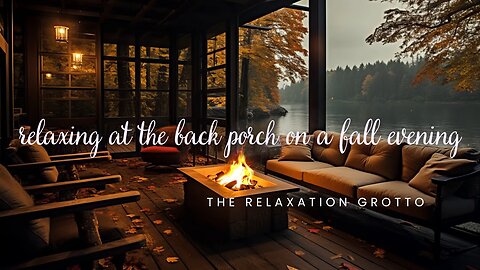 Fall Nights On The Back Porch | Fireplace Ambience with Nature Sounds and Wind Chimes