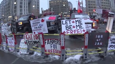 Freedom Convoy 2022 - Feb 9th - I take a walk down from The Hill one block away. Holding the Line.