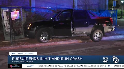 Downtown pursuit ends in hit-and-run crash