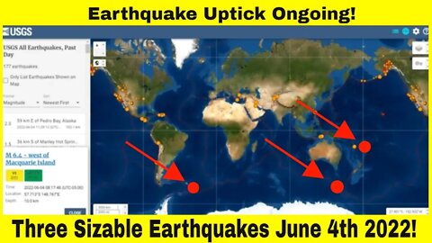 Three Large Earthquakes Today June 4th 2022!
