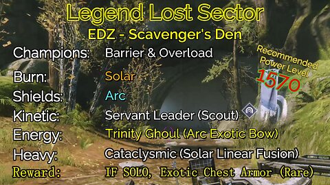 Destiny 2 Legend Lost Sector: EDZ - Scavenger's Den on my Warlock 10-25-22