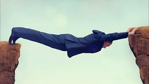 Man Is Trapped On the Edge Of The Cliff, Unable To Move An Inch Or He Will Fall