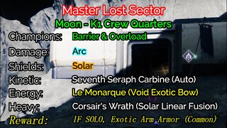 Destiny 2 Master Lost Sector: The Moon - K1 Crew Quarters 2-12-22