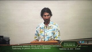 JC Lau calls out the churches Maui Gov Ethics Transparency Committee 9-18-23 Testifier 8
