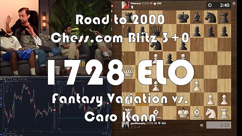 Road to 2000 #152 - 1728 ELO - Chess.com Blitz 3+0 - Fantasy Variation vs. Caro Kann