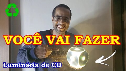 VOCÊ VAI FAZER - Como Fazer LUMINÁRIA - Globo - COM CDs RECICLADOS - Diy