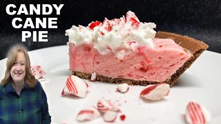 An Easy Christmas CANDY CANE PIE, A delicious Creamy Peppermint Flavored Chocolate Crust Pie