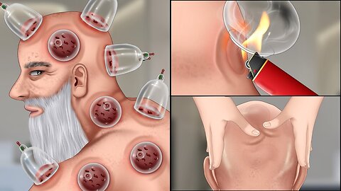 ASMR Cupping therapy and head massage for pain relief | Hijama treatment animation