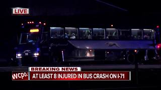 At least 8 injured when 2 Greyhound buses, semitrailer crash on Interstate 71