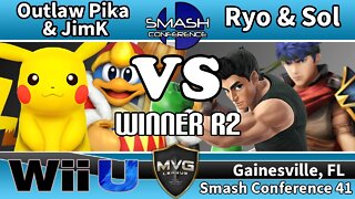 Outlaw Pika & JimK vs. MVG|Ryo & MVG|Sol - Teams SSB4 Winners R2 - Smash Conference 41